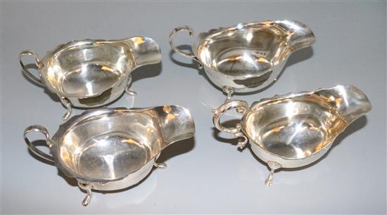 Pair silver sauceboats and 2 others